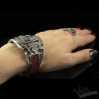 Срібний браслет на шкіряному шнурі "Queen of the Crusaders"