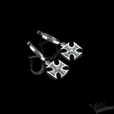 Серебряные серьги  мальтийский крест "Maltese cross"