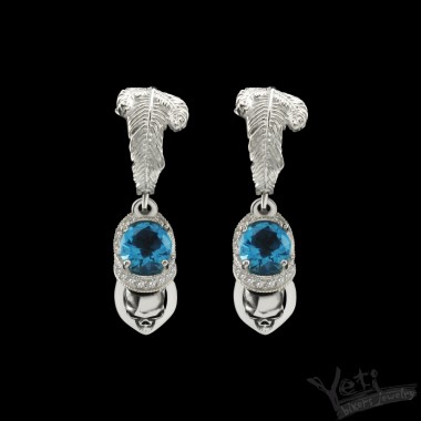 Серёжки из серебра с черепами "Atropos" blue