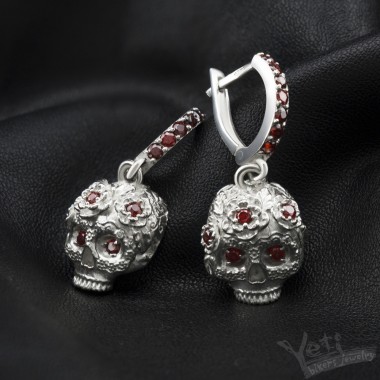 Серебряные серьги с черепами "Frida" 