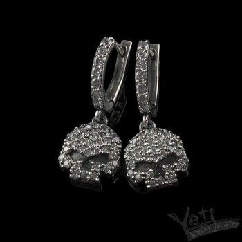 Серьги из серебра с черепом  "Сrystal"