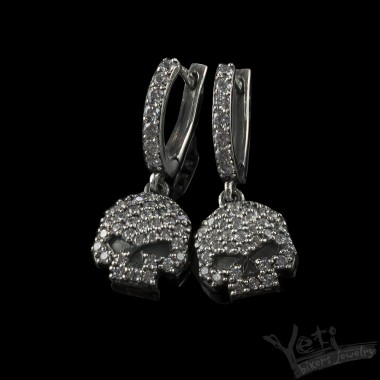 Серьги из серебра с черепом  "Сrystal"