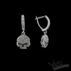 Серьги из серебра с черепом  Сrystal 