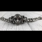 Срібний масивний браслет з черепом "Chicano"