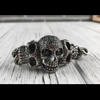 Срібний масивний браслет з черепом "Chicano"