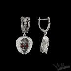 Серебряные серьги с камнями и черепом  Annabelle
