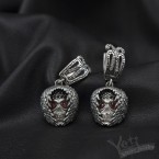 Серебряные серьги с камнями и черепом  Annabelle