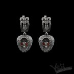 Серебряные серьги с камнями и черепом  Annabelle