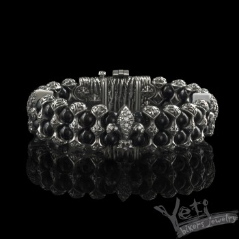 Жіночий срібний браслет з намистинами "Fleur de lis" 