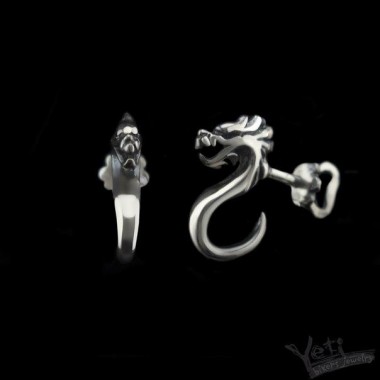 Серебряные пусеты гвоздики дракон "Dragon"