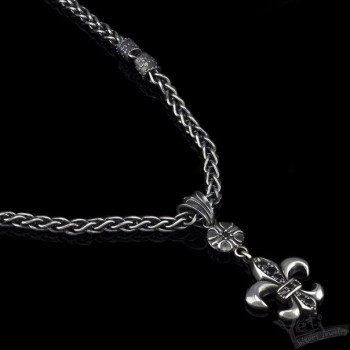 Женский серебряный кулон "Fleur de Lis" blue