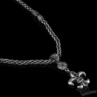 Женский серебряный кулон "Fleur de Lis" blue