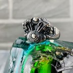 Перстень зі срібла чоловічий мото V-Twin