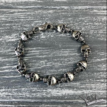 Срібний браслет з черепами "Skull mini"