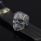 Срібний перстень у формі черепа з камінням "Mexican" 