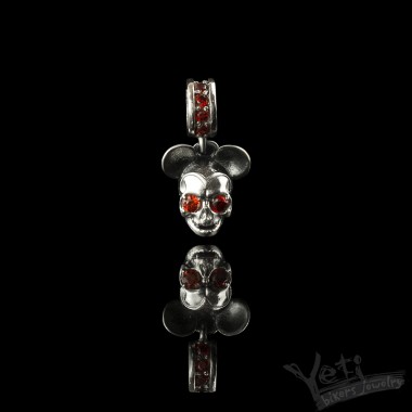 Серебряная бусина череп  "Mickey"