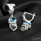 Серёжки из серебра с черепами Atropos blue