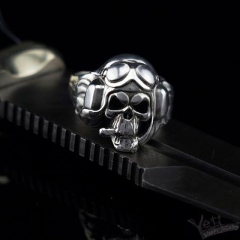Срібний перстень з черепом "Ghost Rider"