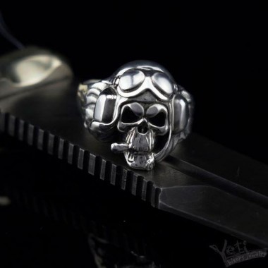 Срібний перстень з черепом "Ghost Rider"