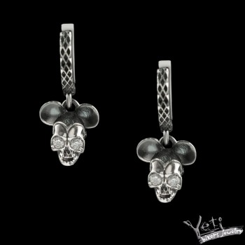 Серебряные серьги с черепом "Mickey"