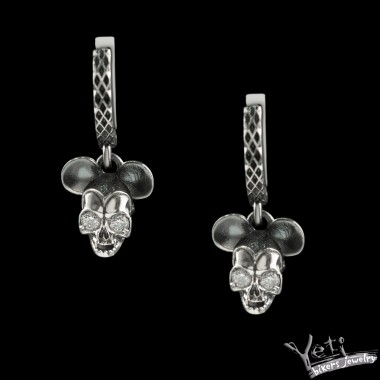 Серебряные серьги с черепом "Mickey"