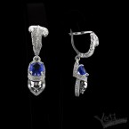 Сережки серебряные с черепами Atropos blue 2