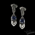 Сережки серебряные с черепами Atropos blue 2