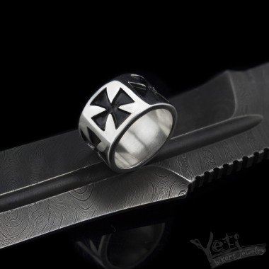 Кільце чоловіче зі срібла мальтійський хрест "Maltese cross" 2