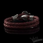 Срібний браслет на шкіряному шнурі "Cobra"