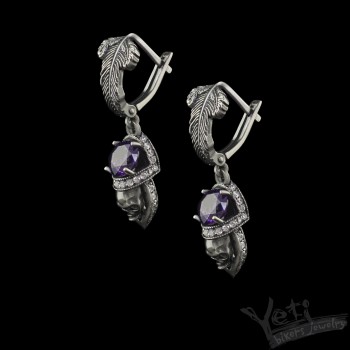 Серебряные сережки "Atropos" purple
