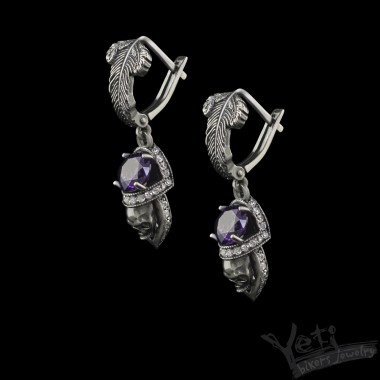 Серебряные сережки "Atropos" purple