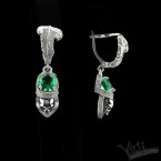 Серёжки из серебра с черепами Atropos green