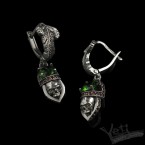 Серёжки из серебра с черепами Atropos green