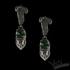 Серёжки из серебра с черепами Atropos green