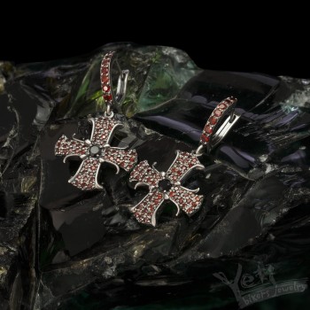 Серебряные серьги байкерша "Queen of the Crusaders" 