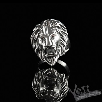 Чоловічий срібний байкерський перстень лев «Gnarling Lion»