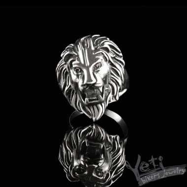 Чоловічий срібний байкерський перстень лев «Gnarling Lion»