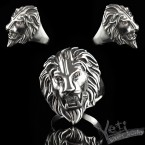 Чоловічий срібний байкерський перстень лев Gnarling Lion