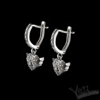 Серебряные серёжки  в форме сердца Amazing red
