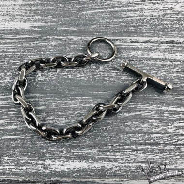 Срібний чоловічий браслет "Якір"