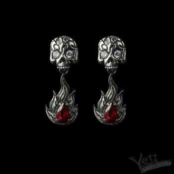 Сережки-гвіздочки із срібла з черепами "Furious Bonnie"