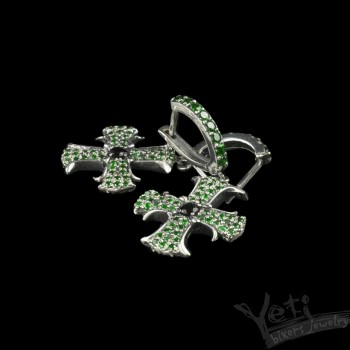 Сережки серебряные "Queen of the Crusaders" green