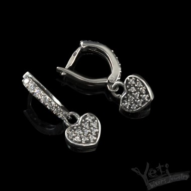 Серебряные серьги в форме сердца "Heart" 