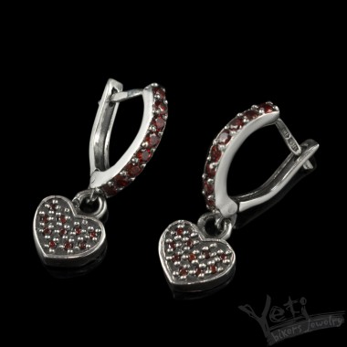 Серебряные серьги  сердце "Heart"