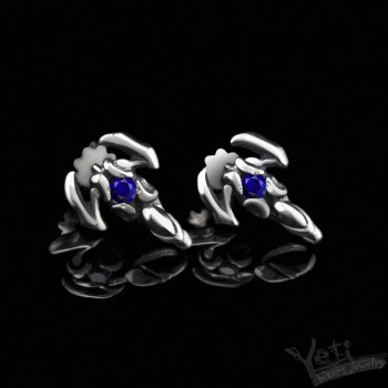 Серебряные женские серьги пусеты "Scorpions" blue