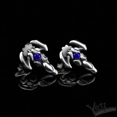 Серебряные женские серьги пусеты "Scorpions" blue