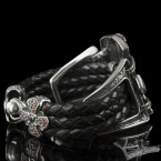 Срібний браслет на шкіряному шнурі Queen of the Crusaders  Red stones