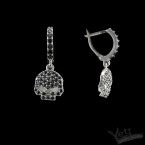 Серьги из серебра череп Сrystal black