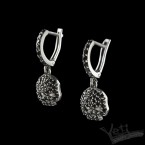 Серьги из серебра череп Сrystal black
