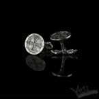 Серебряные запонки мужские круглые фианит "Medieval cross" 1207137540